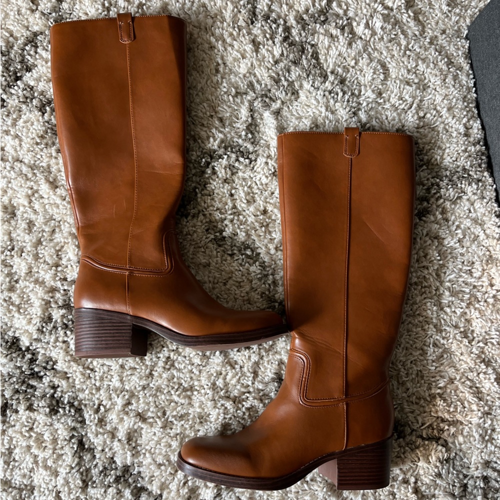 Brown Leather Knee-High Boots